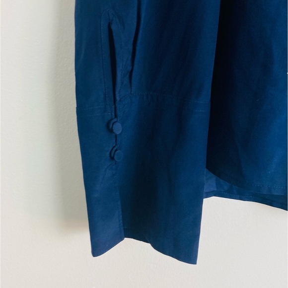 J.Crew navy blue silk reversible long sleeve bow top. Size 16. - Picture 3 of 5